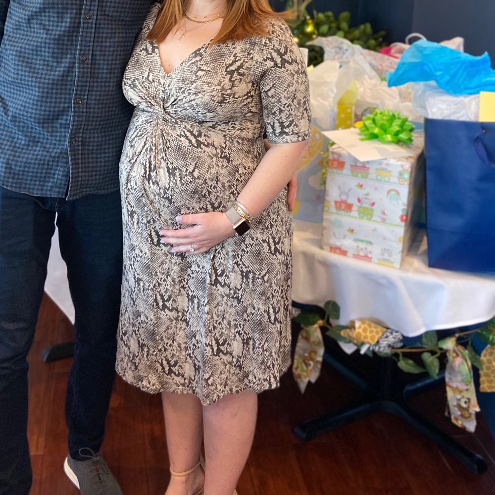 Motherhood Maternity Snake-Print Tie-Front Dress